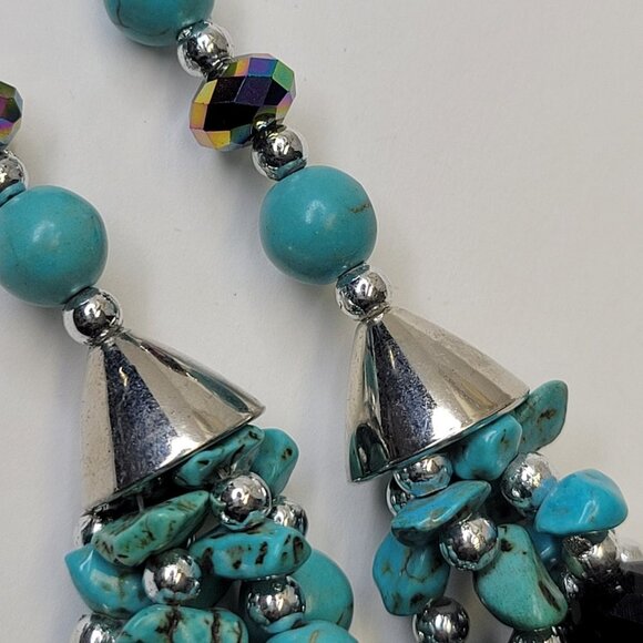 Multistrand Blue Beaded Necklace With Earrings - Picture 7 of 15